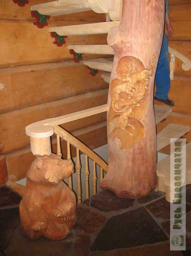 Stairs with carved bears