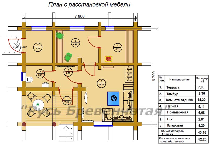 Проект рубленной бани