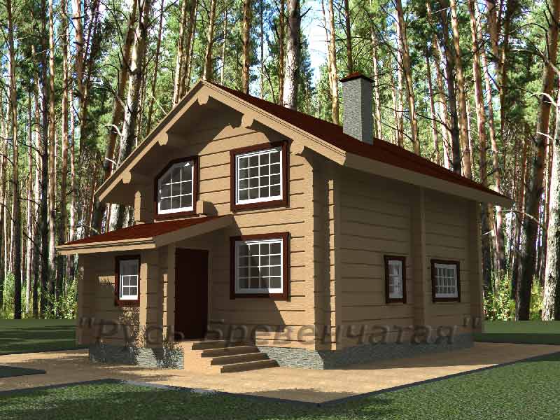 Проект готового деревянного дома 6*10 м (80 кв.м) с 3 спальнями и вторым светом